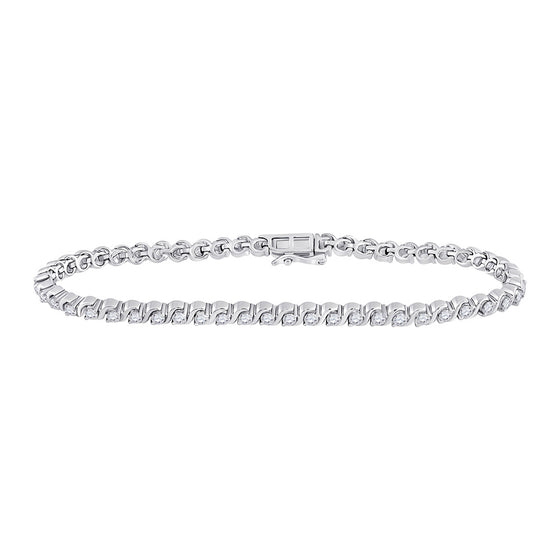 10k White Gold Womens Round Diamond Tennis Bracelet 2 Cttw