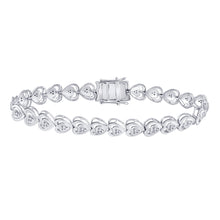  Sterling Silver Womens Round Diamond Heart Tennis Bracelet 1/4 Cttw