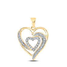  10k Yellow Gold Womens Round Diamond Heart Pendant 1/6 Cttw