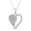 10k White Gold Womens Round Diamond Modern Heart Pendant 1/3 Cttw