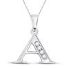 10k White Gold Womens Round Diamond A Initial Letter Pendant 1/20 Cttw
