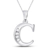 10k White Gold Womens Round Diamond C Letter Pendant 1/20 Cttw