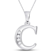  10k White Gold Womens Round Diamond C Letter Pendant 1/20 Cttw