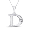 10k White Gold Womens Round Diamond D Initial Letter Pendant 1/20 Cttw