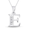 10k White Gold Womens Round Diamond E Initial Letter Pendant 1/20 Cttw