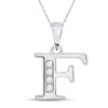 10k White Gold Womens Round Diamond F Initial Letter Pendant 1/20 Cttw