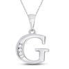 10k White Gold Womens Round Diamond G Initial Letter Pendant 1/20 Cttw
