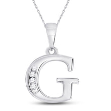  10k White Gold Womens Round Diamond G Initial Letter Pendant 1/20 Cttw