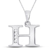 10k White Gold Womens Round Diamond H Initial Letter Pendant 1/20 Cttw