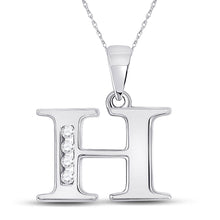  10k White Gold Womens Round Diamond H Initial Letter Pendant 1/20 Cttw
