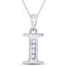 10k White Gold Womens Round Diamond I Initial Letter Pendant 1/20 Cttw