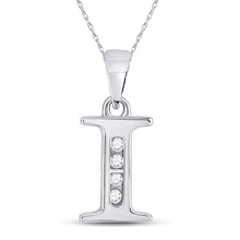  10k White Gold Womens Round Diamond I Initial Letter Pendant 1/20 Cttw