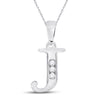 10k White Gold Womens Round Diamond J Initial Letter Pendant 1/20 Cttw