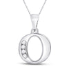 10k White Gold Womens Round Diamond O Initial Letter Pendant 1/20 Cttw