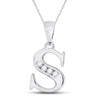 10k White Gold Womens Round Diamond S Initial Letter Pendant 1/20 Cttw