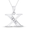 10k White Gold Womens Round Diamond X Initial Letter Pendant 1/20 Cttw