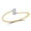 14k Yellow Gold Womens Round Diamond Bypass Cluster Pear Bracelet 1/2 Cttw