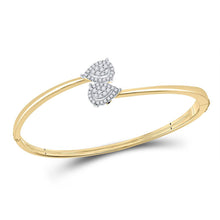  14k Yellow Gold Womens Round Diamond Bypass Cluster Pear Bracelet 1/2 Cttw