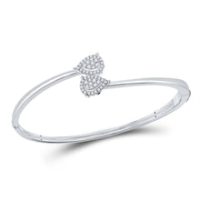  14k White Gold Womens Round Diamond Bypass Cluster Pear Bracelet 1/2 Cttw