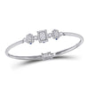 14k White Gold Womens Round Diamond Triple Cluster Bangle Bracelet 7/8 Cttw