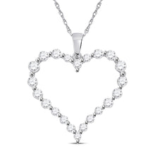  14k White Gold Womens Round Diamond Outline Heart Pendant 1 Cttw