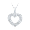 14k White Gold Womens Round Diamond Heart Pendant 3/8 Cttw