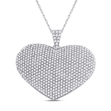  14k White Gold Womens Round Diamond Charmed Heart Pendant 2 Cttw