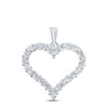 14k White Gold Womens Round Diamond Outline Heart Pendant 1 Cttw