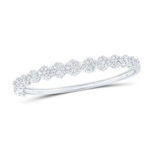  14k White Gold Womens Round Diamond Bangle Bracelet 2-5/8 Cttw