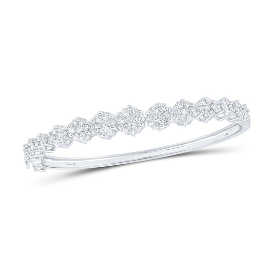 14k White Gold Womens Round Diamond Bangle Bracelet 2-5/8 Cttw
