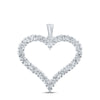 14k White Gold Womens Round Diamond Outline Heart Pendant 2 Cttw