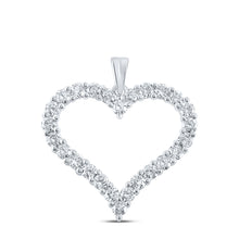  14k White Gold Womens Round Diamond Outline Heart Pendant 2 Cttw