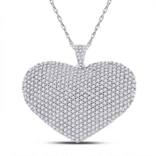  14k White Gold Womens Round Diamond Charmed Heart Pendant 3 Cttw