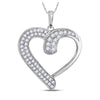 10k White Gold Womens Round Diamond Heart Pendant 1/4 Cttw