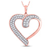 10k Rose Gold Womens Round Diamond Heart Pendant 1/4 Cttw