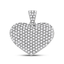 14k White Gold Womens Round Diamond Charmed Heart Pendant 1 Cttw