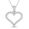 14k White Gold Womens Round Diamond Outline Heart Pendant 1/4 Cttw
