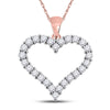 14k Rose Gold Womens Round Diamond Heart Pendant 1 Cttw