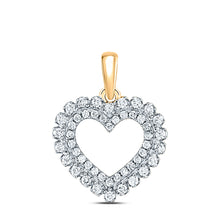  14k Yellow Gold Womens Round Diamond Heart Pendant 3/8 Cttw