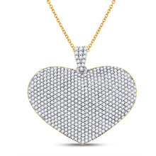  14k Yellow Gold Womens Round Diamond Charmed Heart Pendant 2 Cttw