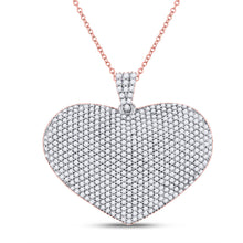  14k Rose Gold Womens Round Diamond Charmed Heart Pendant 2 Cttw