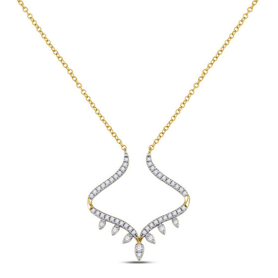 14k Yellow Gold Womens Round Diamond Fashion Necklace 1/4 Cttw