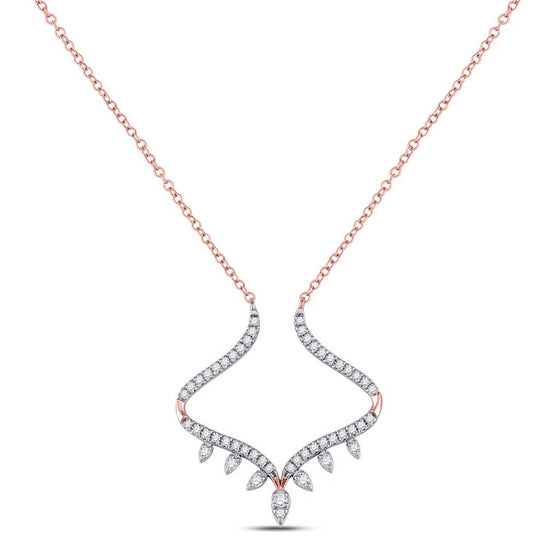 14k Rose Gold Womens Round Diamond Fashion Necklace 1/4 Cttw