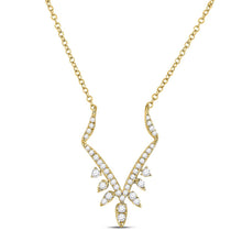  14k Yellow Gold Womens Round Diamond Fashion Necklace 1/4 Cttw