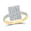 14k White Gold Womens Baguette Diamond Square Cluster Pendant 1/5 Cttw