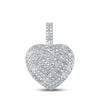 10k White Gold Mens Round Diamond Cracked Heart Charm Pendant 3/8 Cttw