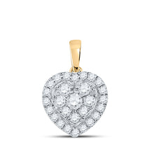  10k Yellow Gold Womens Round Diamond Heart Pendant 1/2 Cttw