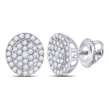  10k White Gold Womens Round Diamond Cluster Earrings 1/2 Cttw
