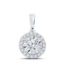  10k White Gold Womens Round Diamond Halo Solitaire Pendant 1/2 Cttw