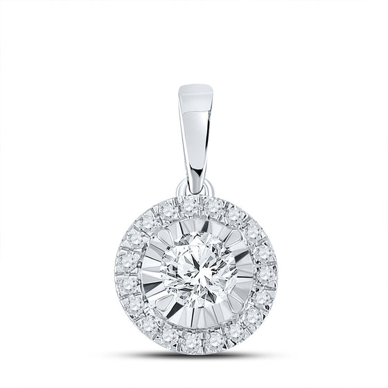 10k White Gold Womens Round Diamond Halo Solitaire Pendant 1/2 Cttw